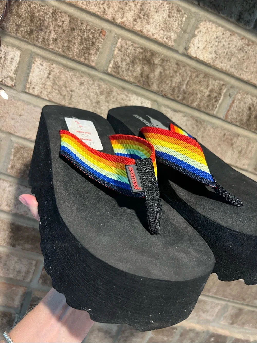 Rocket Dog Platform Wedge y2k Rainbow Flip Flops